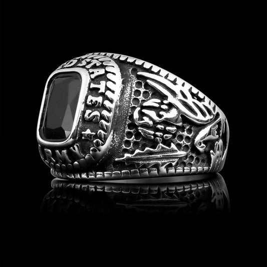 United States Military Black Stone Army Ring