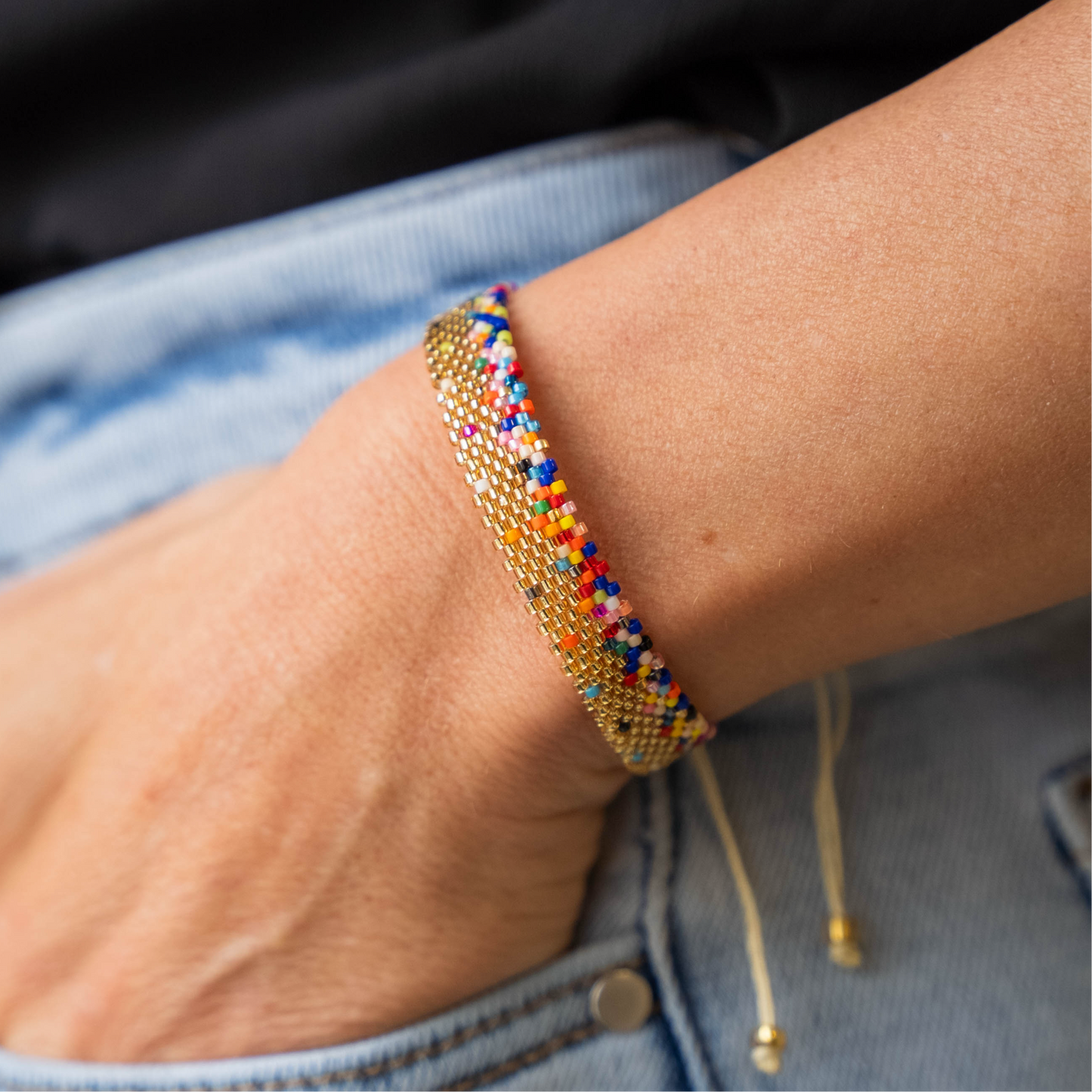 SPRINKLES - Rainbow Miyuki Seed Bead Adjustable Accent Bracelet