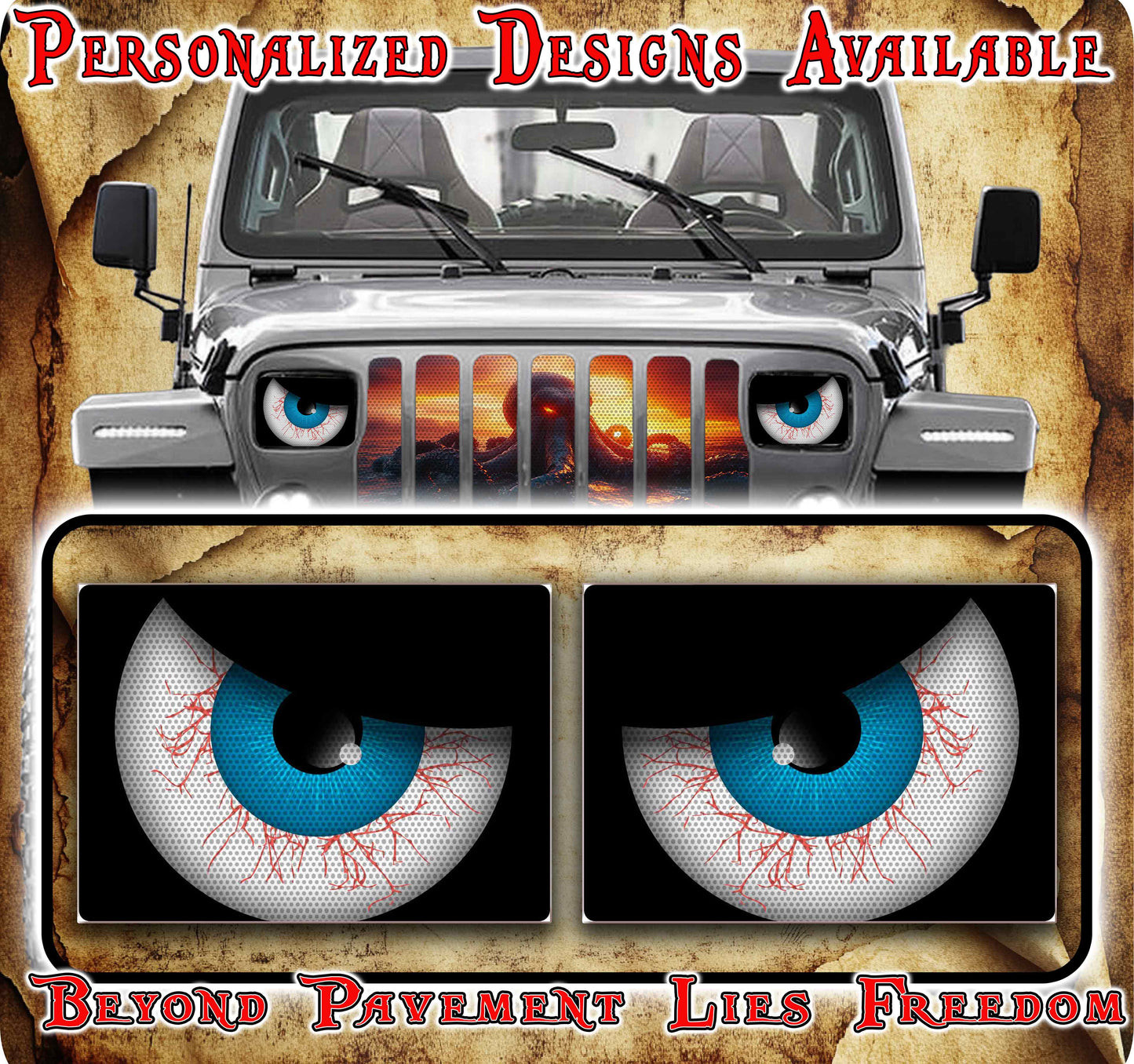 blood shot Eye decals for YJ or 5x7 headlights