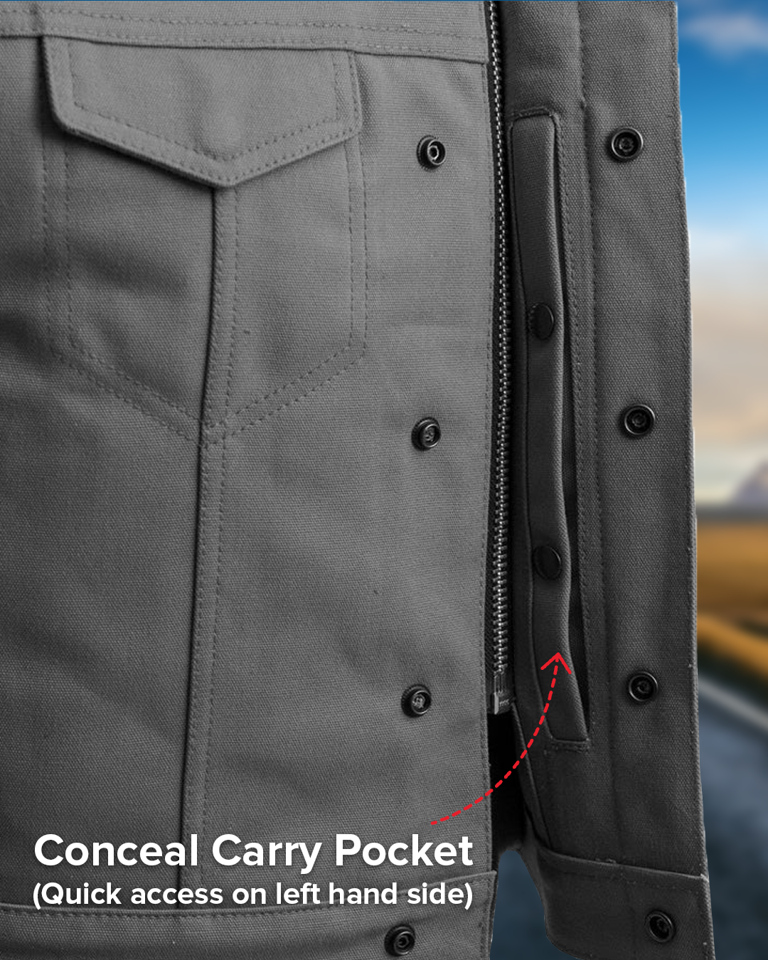 Lowside Grey Men's Motorcycle Canvas Vest