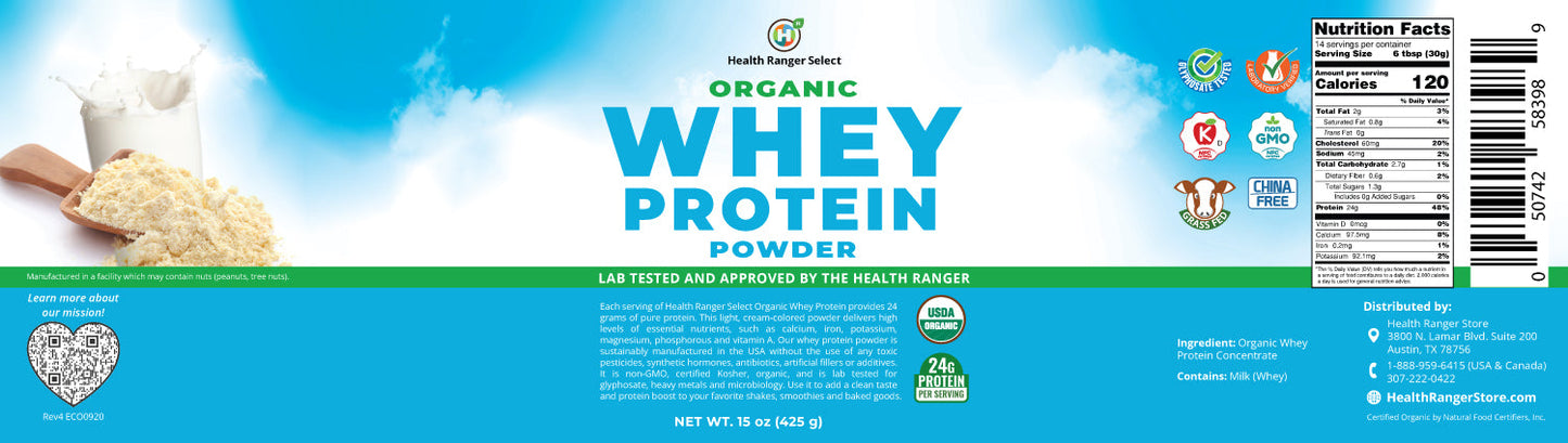 Organic Whey Protein Powder 15 oz (425g)