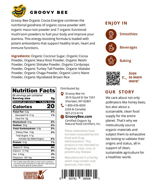 Organic Cocoa Energize 12 oz (340 g)