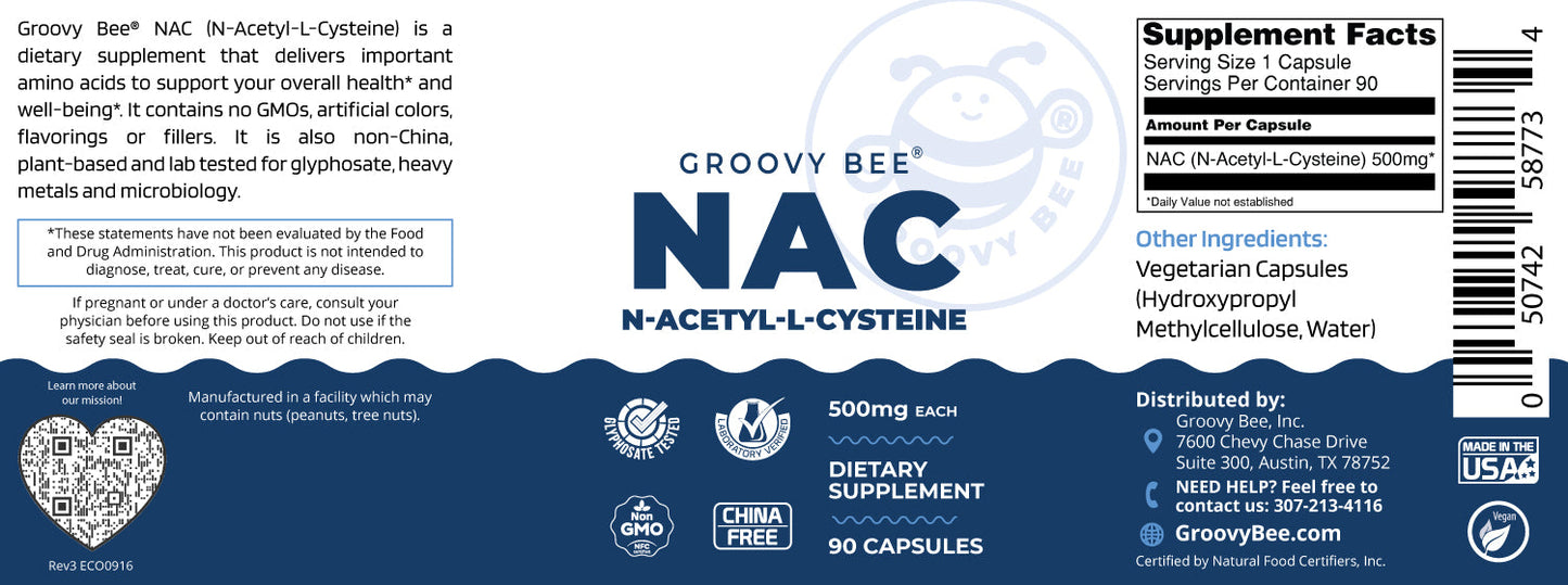 NAC (N-Acetyl-L-Cysteine) 500mg 90 Caps