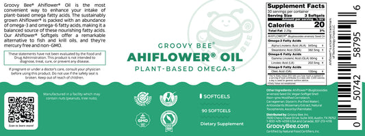 Groovy Bee® Ahiflower Oil 90 Softgels - Plant-Based Omega 3-6-9