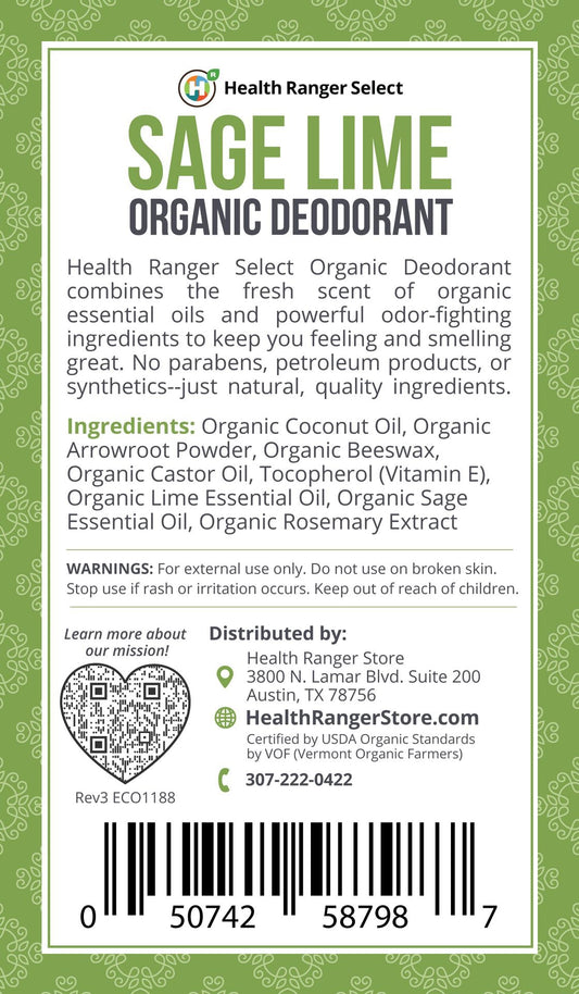 Organic Sage Lime Deodorant 3 oz (90 g)