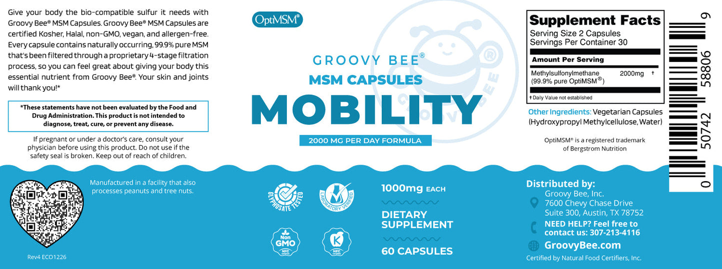 OptiMSM Capsules for Joint Health 1000mg (60 Caps)