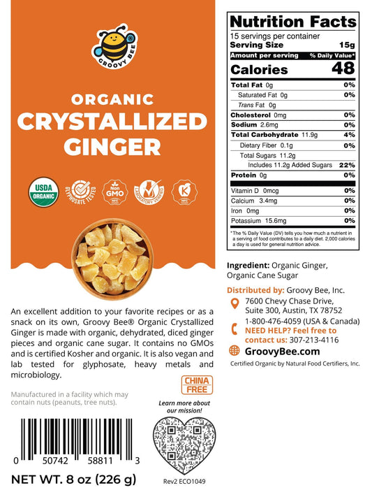 Organic Crystallized Ginger 8 oz (226 g)