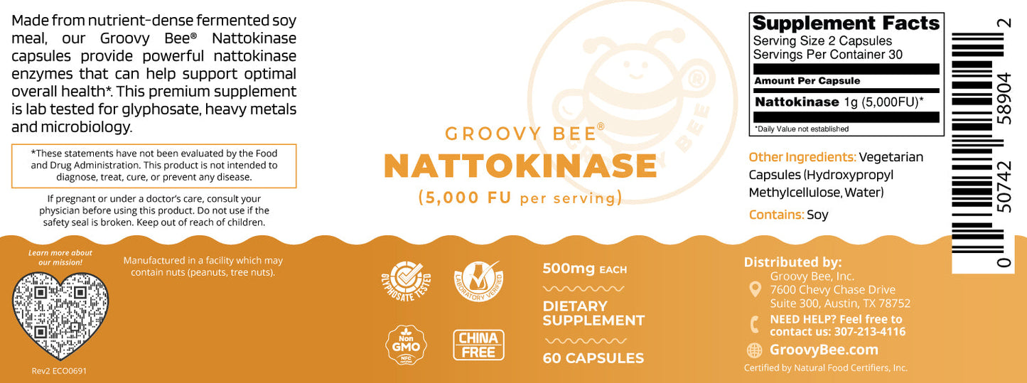 Nattokinase (5,000 FU per Serving) 60 Capsules (500mg Each)