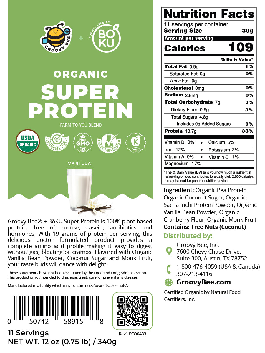 Organic Super Protein - Vanilla 12oz (0.75 lb) / 340 g