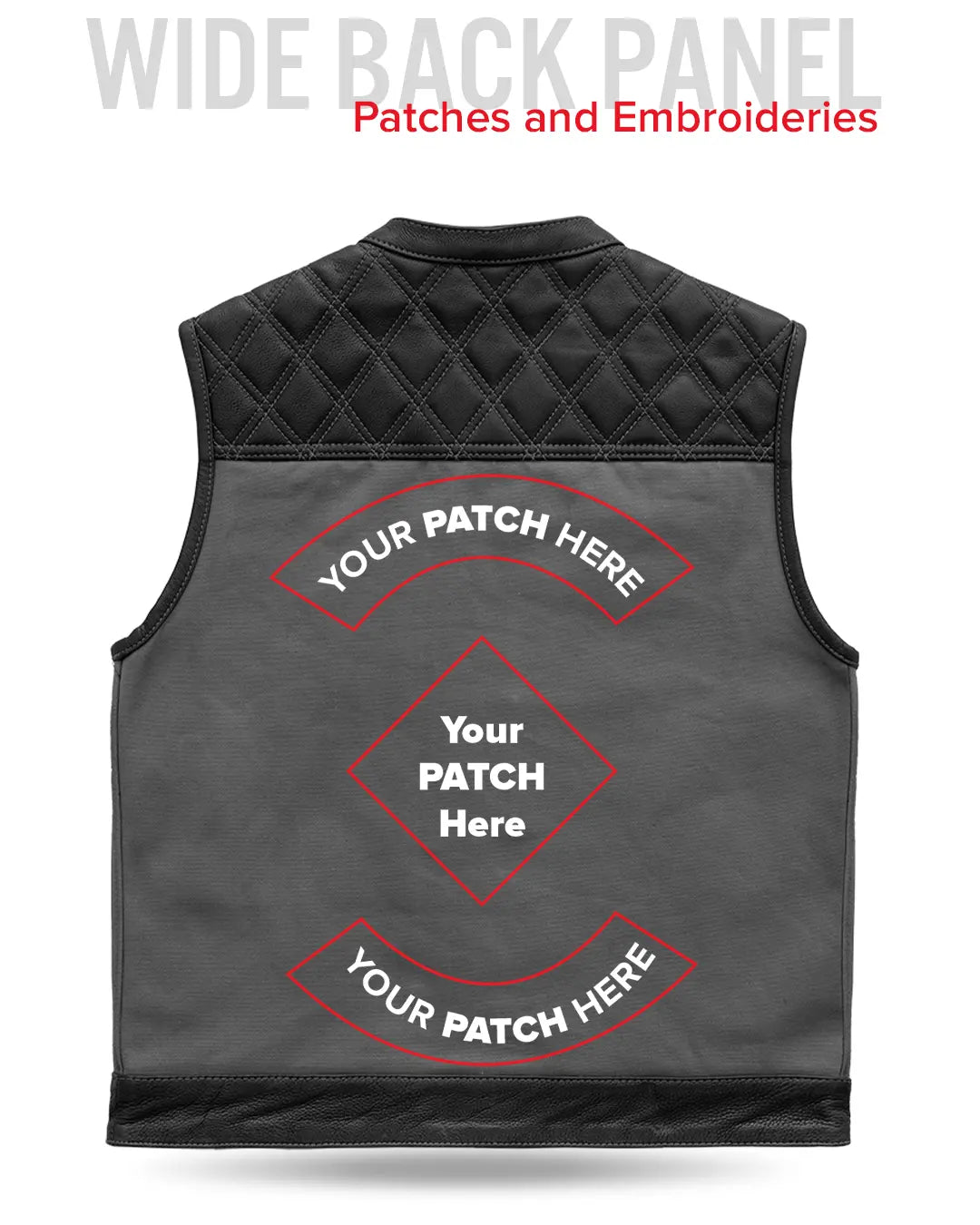 Hunt Club Motorcycle Leather Canvas Vest Grey