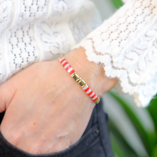 CANDY CANE - Tila Bead Bracelet | ONE SIZE - Large