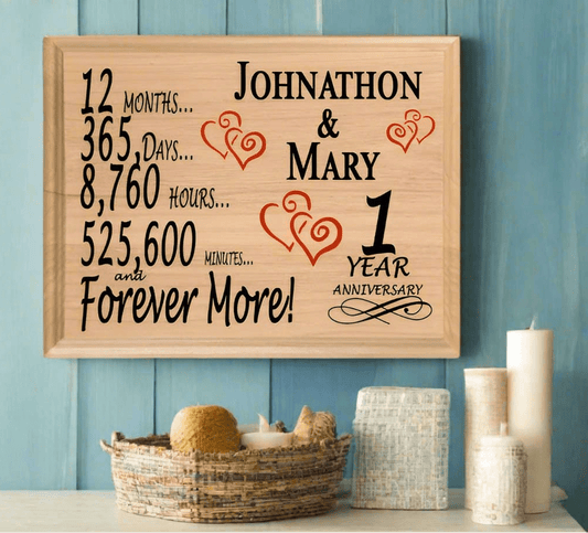 Personalized 1st Anniversary Gift – Custom Wood Keepsake for Husband, Wife, or Couple