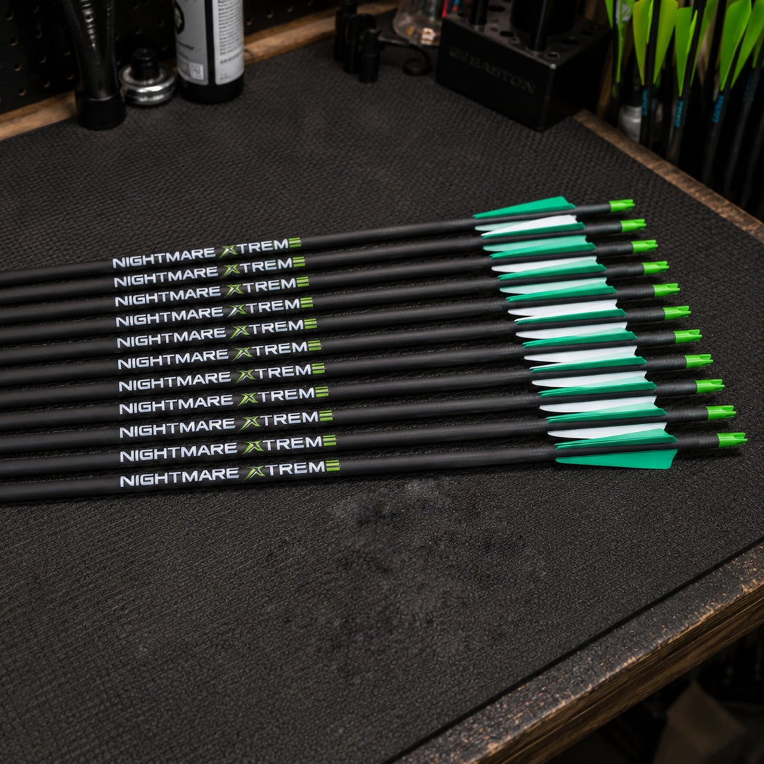 Nightmare Xtreme Crossbow Capture Nocks FLO Green 12 pack .300 ID Shafts