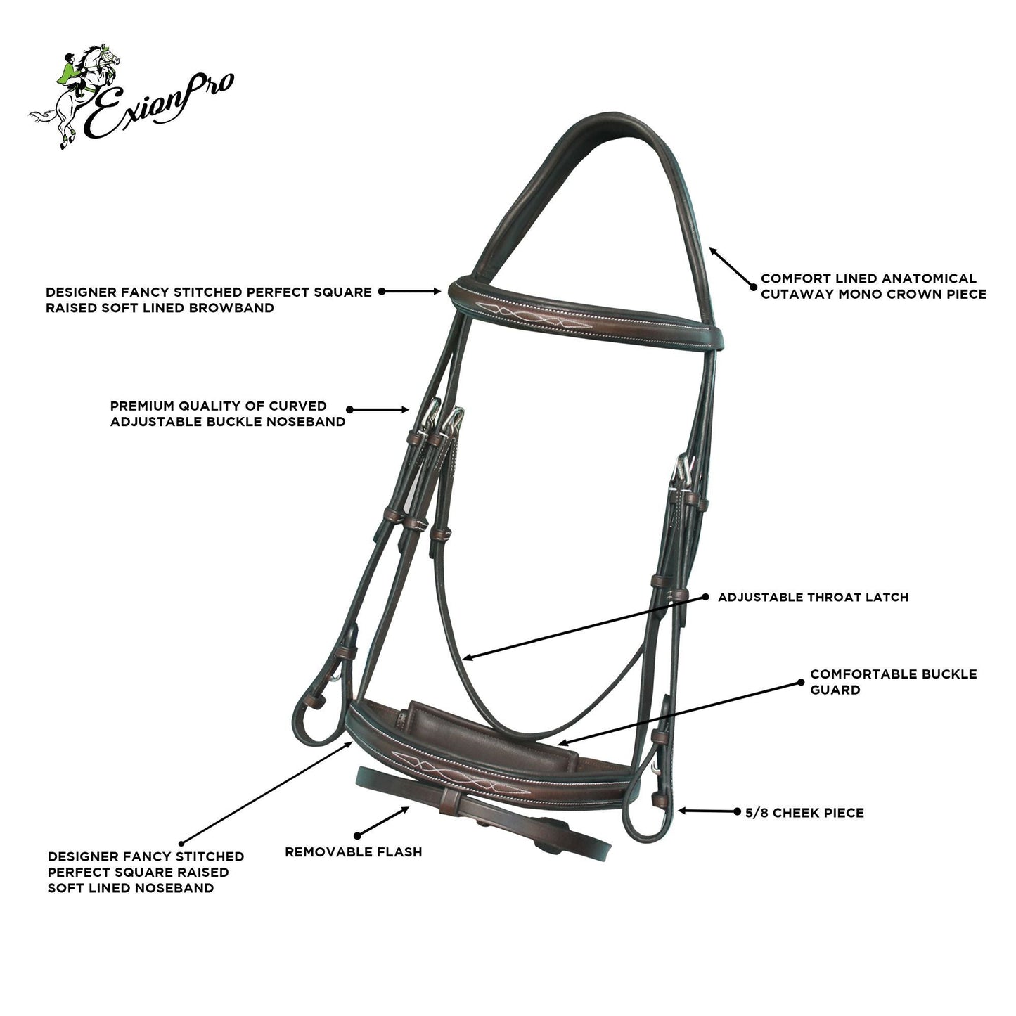 Replacement Noseband of ExionPro Designer Fancy Stitched Bridle
