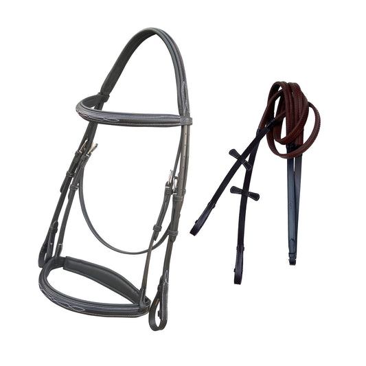 ExionPro Thin Noseband Padded Hunter Bridle with Reins