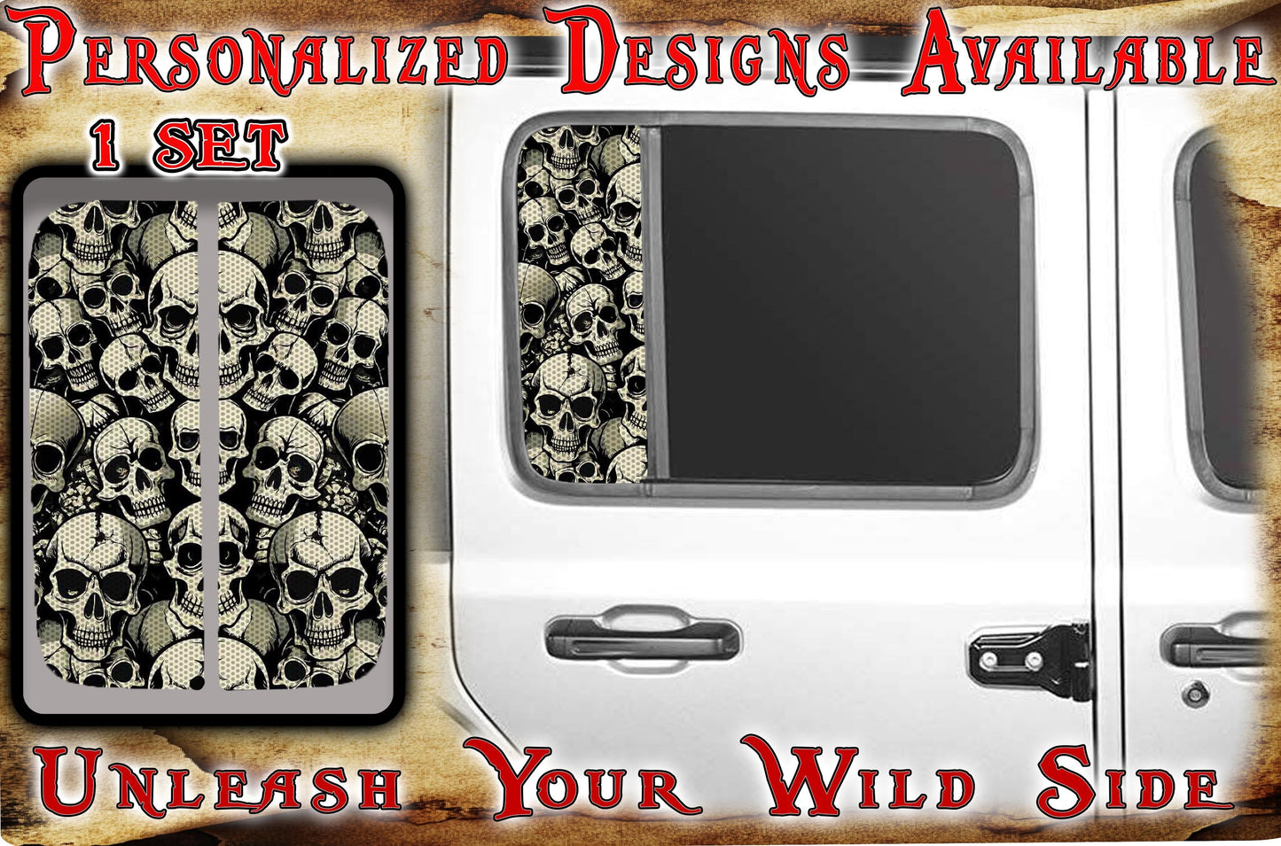 Skulls Side door window decal 119