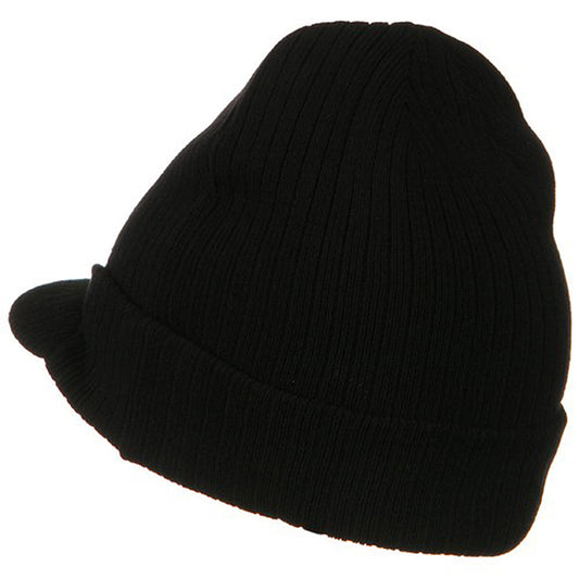 Big Knit Ribbed Beanie with Visor