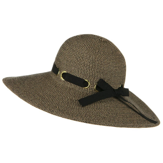 UPF 50+ Wide Flat Brim Black Trim Hat