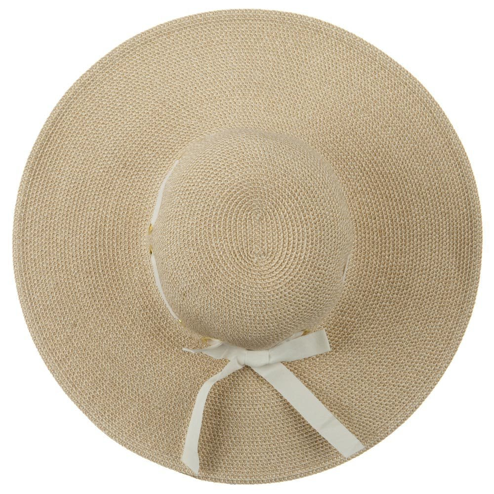 UPF 50+ Wide Flat Brim Black Trim Hat