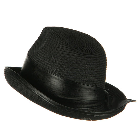 UPF 50+ Slanted Leather Brim Fedora