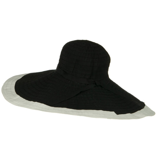 Ribbon 8 Inch Wide Brim Edge Self Tie Hat