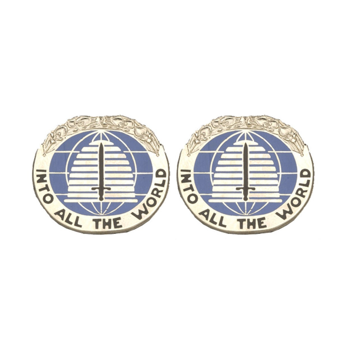 142nd Military Intelligence Battalion Distinctive Unit Insignia - Pair - INTO ALL THE WORLD