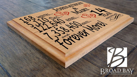 Personalized 14th Anniversary Gift – Custom Wood Keepsake for Husband, Wife, or Couple