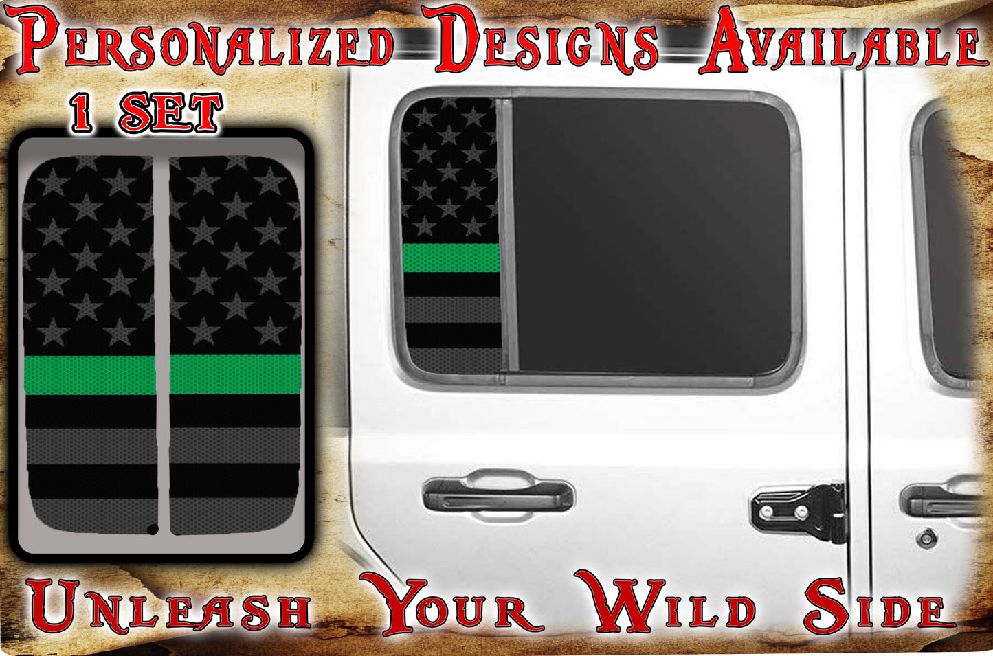 Side door window decal American Flag 163