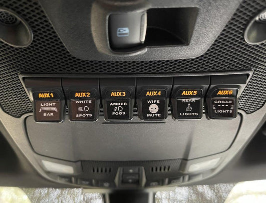Printed Series Auxiliary Switch Labels (Upfitter) - 2017-2020 F-150 Raptor, 2017-2022 F-250 / F-350 Super Duty / 2024+ Grenadier