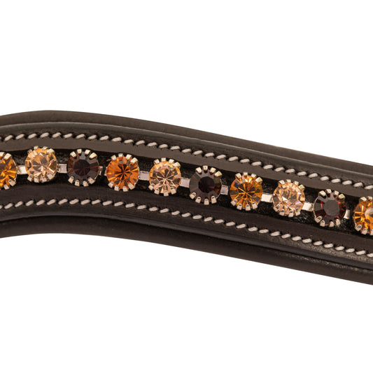 ExionPro Elegant Soft Padded Light Peach, Burgundy, Topaz Colored Crystal Browband