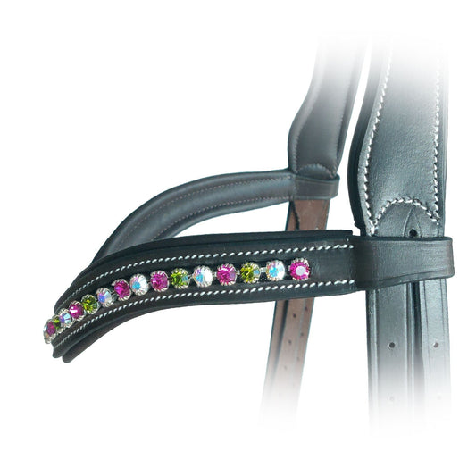 ExionPro Elegant Soft Padded Fuchsia,Crystal Aurore Boreale, Olivine Colored Crystal Browband
