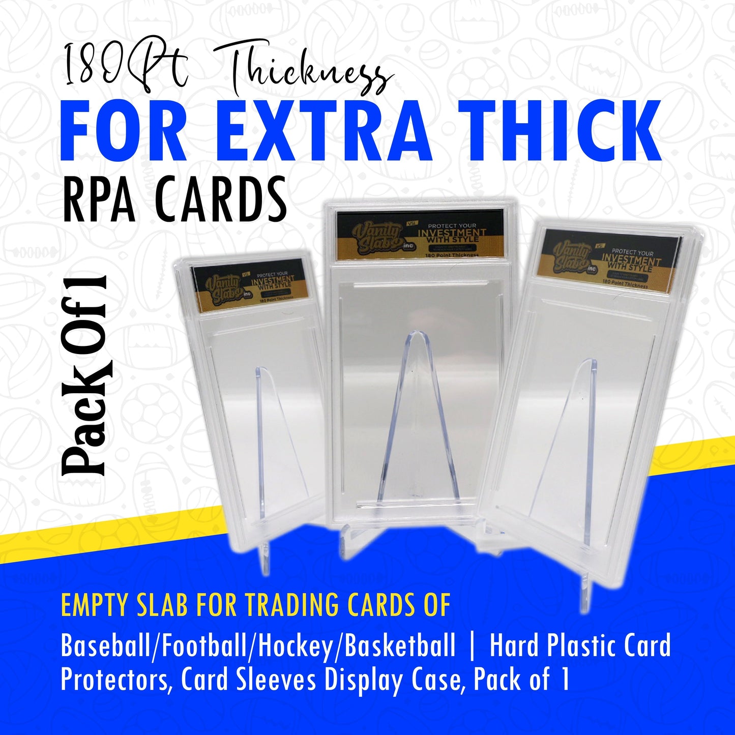 Vanity Slabs Holder 180pt Thickness for Extra Thick RPA Cards Empty Slab for Very Thick Trading Cards for Baseball Football Hockey Basketball Cards