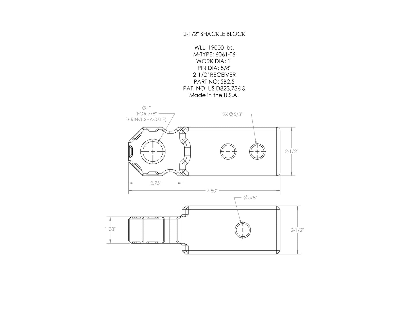 Shackle Block 2.5"