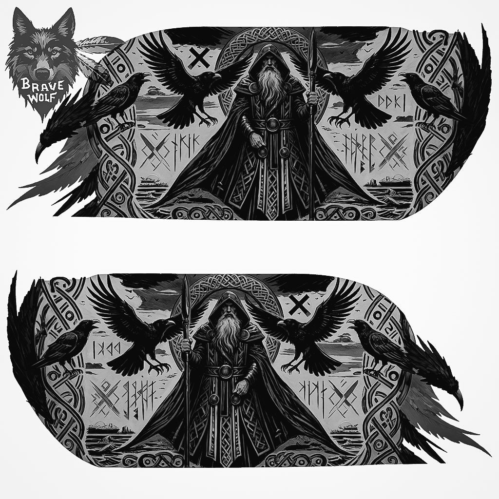 Odin - New Style Indian Saddlebag Decal Set - B&W