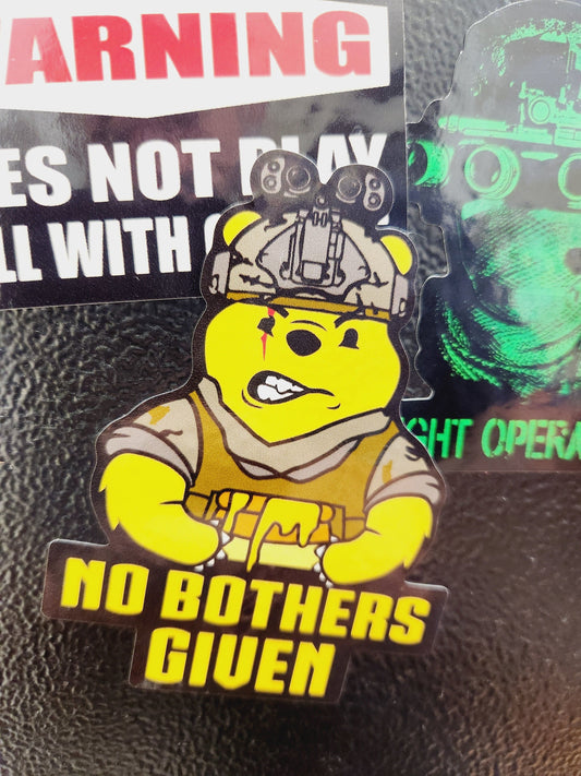STICKER - No Bothers Given Tactical Pooh Bear Slap - Embrace the Honey Hunt