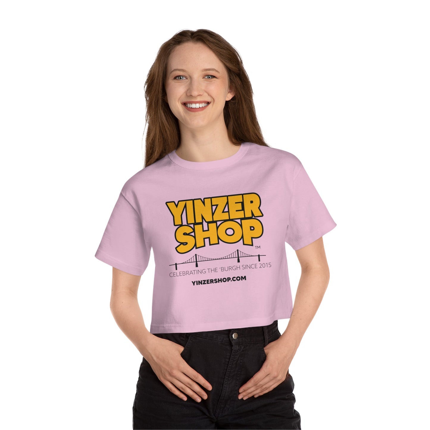 YinzerShop Serving Since 2015 - Champion Women's Heritage Cropped T-Shirt T453W