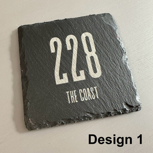 228 "The Coast" Square Slate Coaster Set | 4-Piece Set