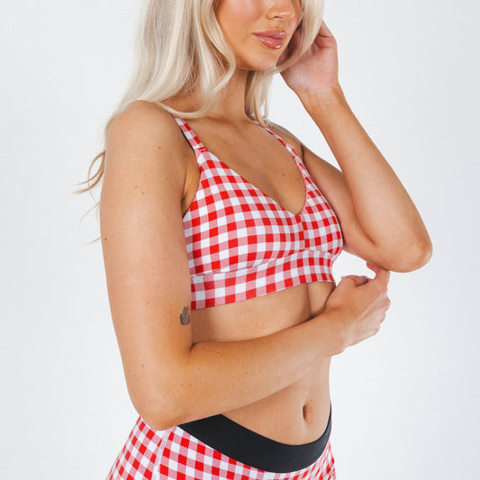 The Hot Diggity | Red Gingham Boob Hammock™ Plunge Bralette