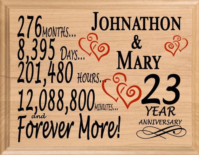 Personalized 23rd Anniversary Gift – Custom Wood Keepsake for Husband, Wife, or Couple