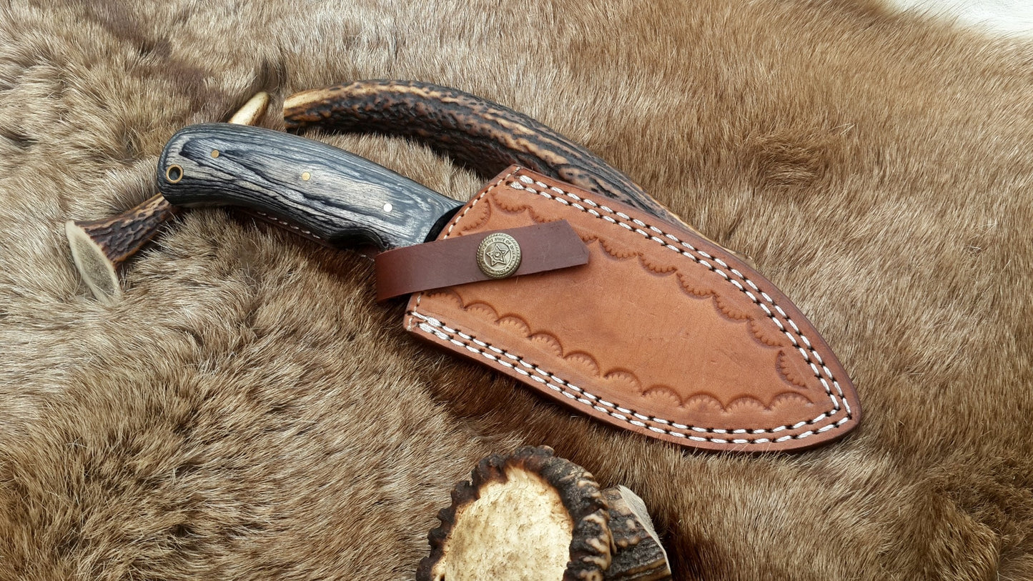 The Tactical Hunter: Custom Handmade Damascus Steel Tactical Hunting Knife | Exotic Wood Handle | 9 Inches | KBS Knives