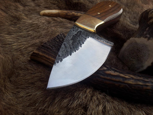 Hand-Forged 1095 Tool Steel Field Dressing Deer Skinning Knife – 6 Inch Drop Point Blade with Rosewood Handle