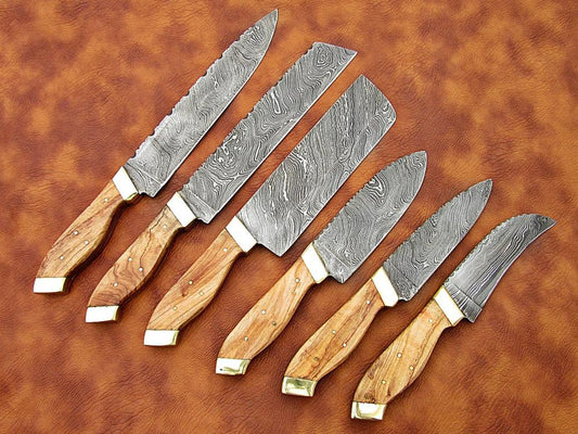 Best New Custom Handmade Damascus Steel Kitchen Knives Set