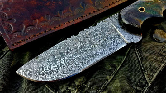 Custom Handmade Damascus Steel Hunting Skinning Camping Knife