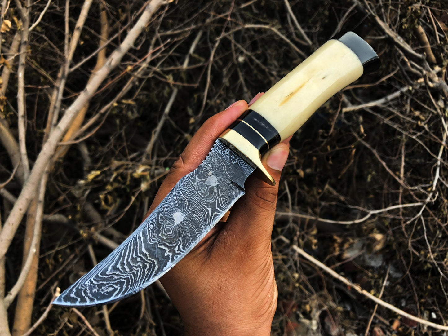 New Custom Handmade Damascus Steel Hunting Knife