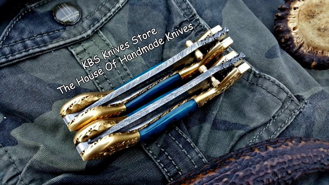 Custom Handmade Damascus Steel Folding Pocket Knives ( Deal )