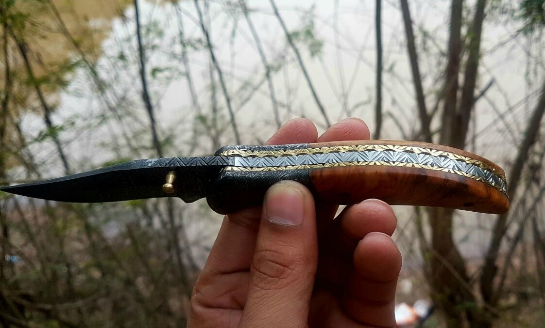 Custom Handmade Damascus Steel Blade EDC Folding Pocket Knife