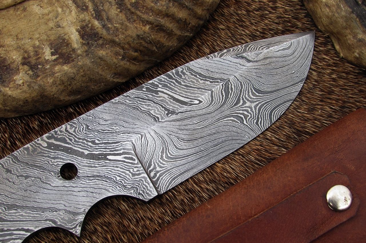 Damascus Skinning Blank Blade