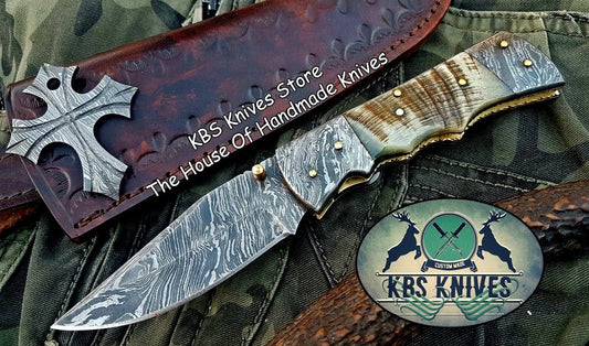 Custom Handmade Damascus Steel Folding Knife