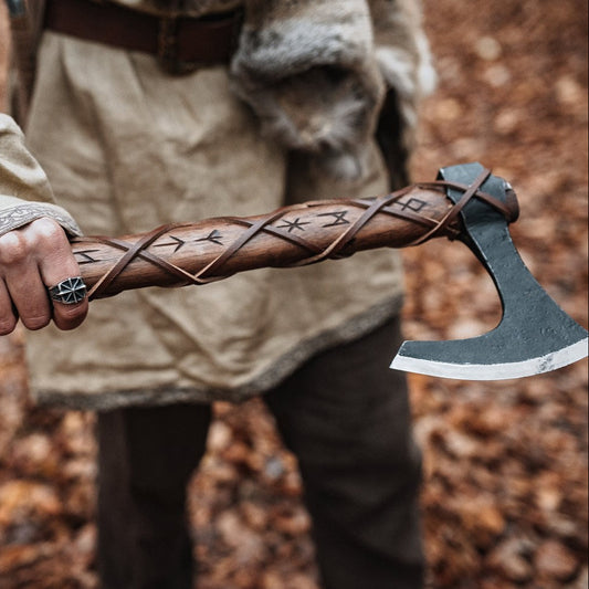 Viking Bearded Axe "Skeggox" – Runic Battle Axe