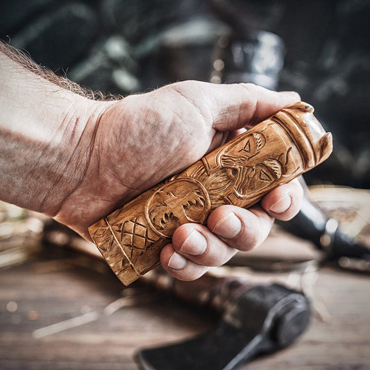 Wooden Odin Figurine – Hand-Carved Norse Statue